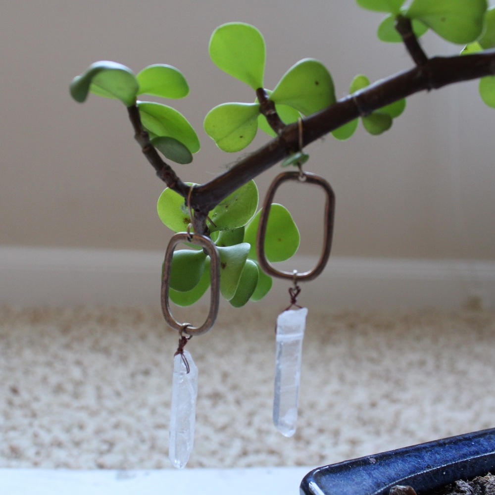 Quartz Crystal Dangle Earrings - Picture 6 of 7